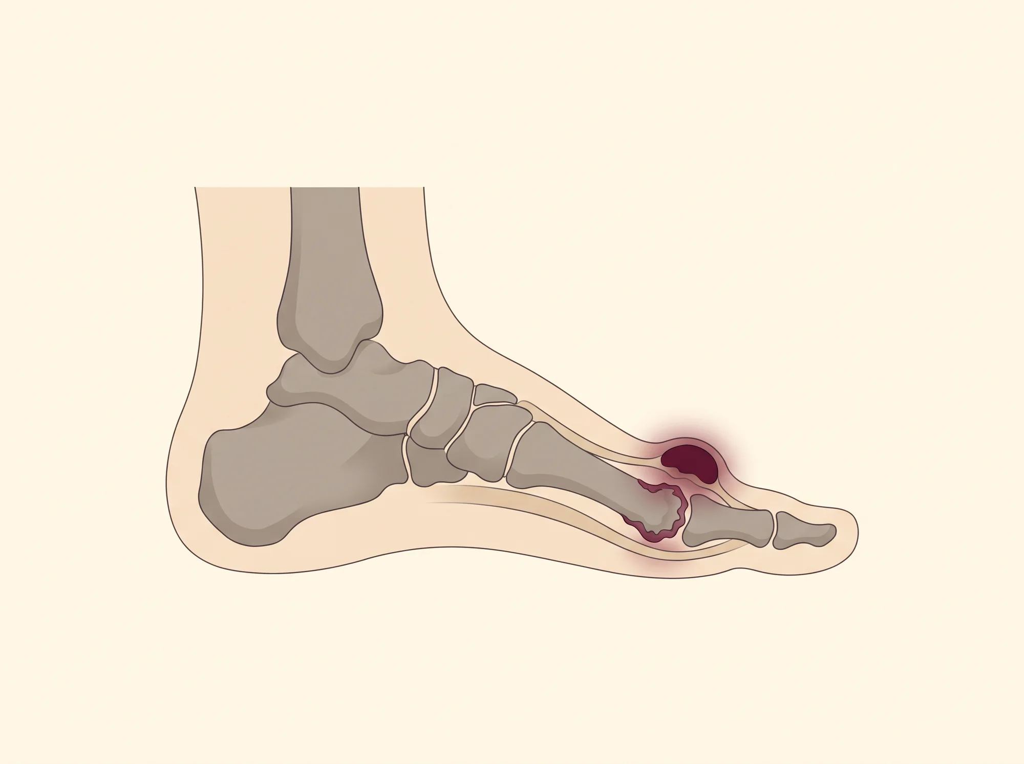 Illustrasjon av Hallux rigidus (stiv stortå)